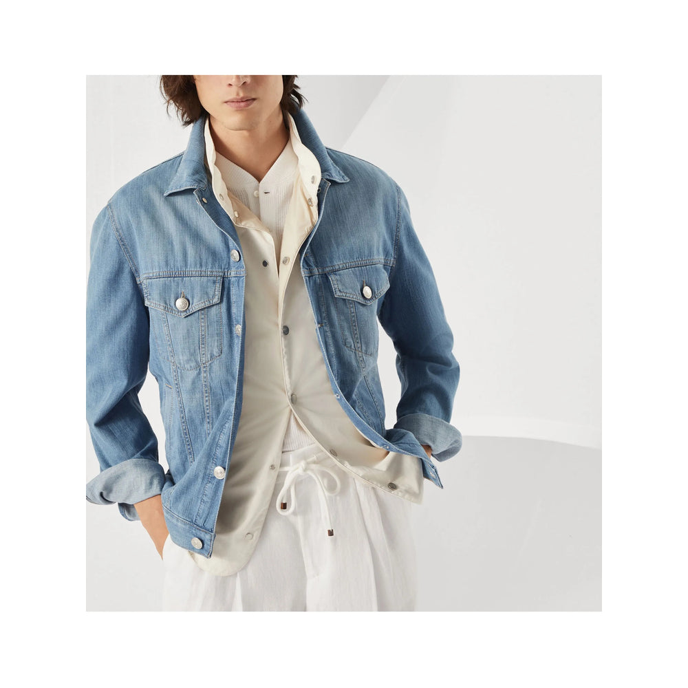 Brunello Cucinelli Blue Jackets - Denim Jackets Men BRUNELLO CUCINELLI