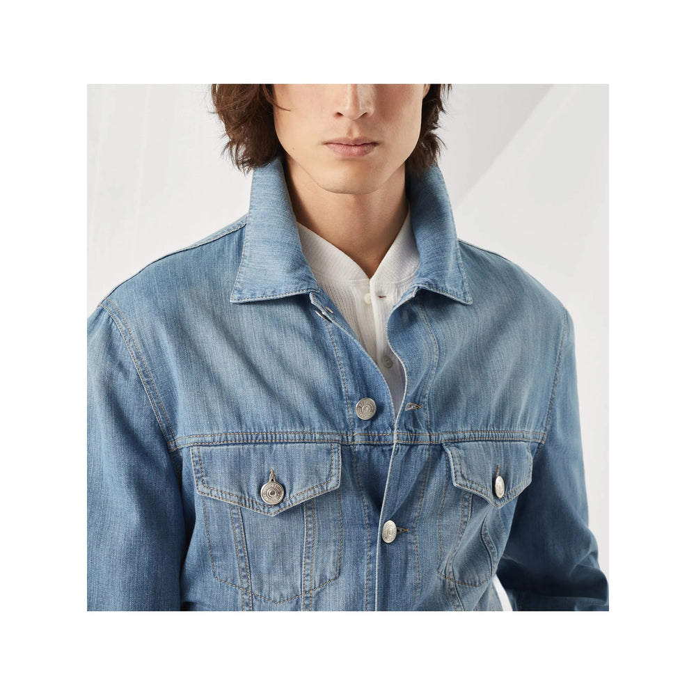 Brunello Cucinelli Blue Jackets - Denim Jackets Men BRUNELLO CUCINELLI