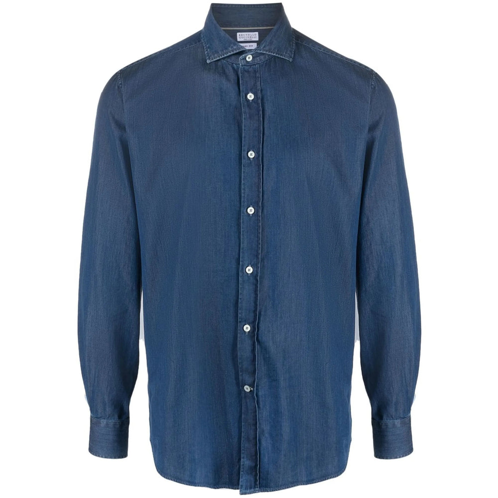 Brunello Cucinelli Blue Shirts Men BRUNELLO CUCINELLI