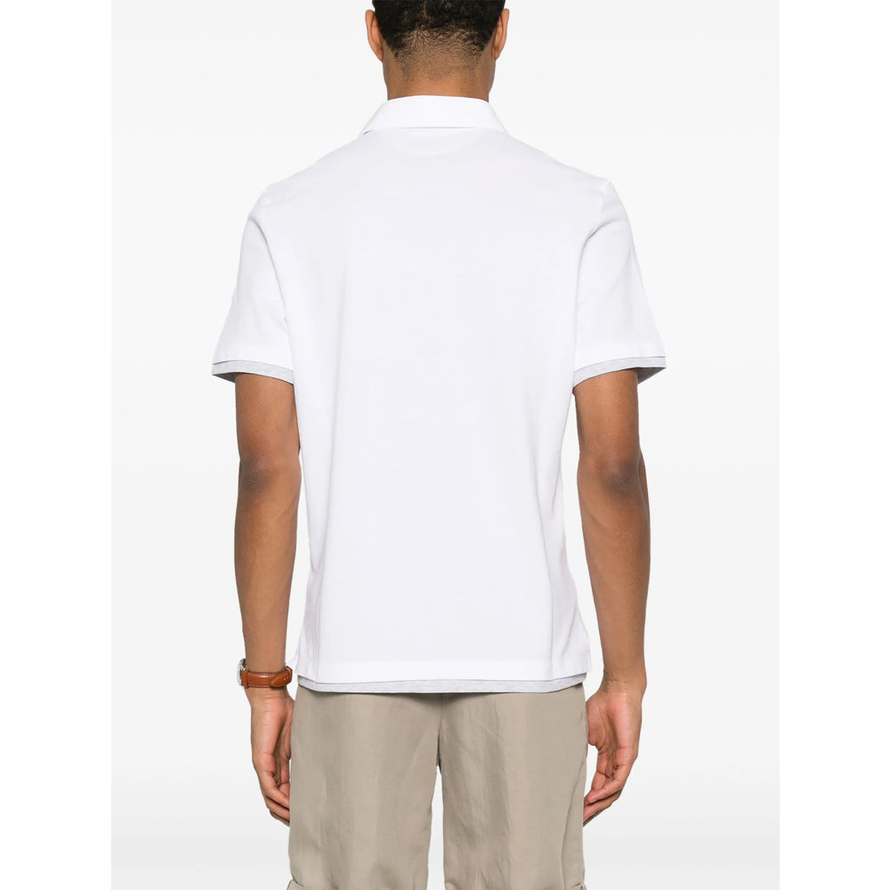 Brunello Cucinelli White Polo Shirts Men BRUNELLO CUCINELLI