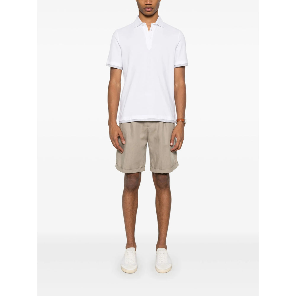Brunello Cucinelli White Polo Shirts Men BRUNELLO CUCINELLI