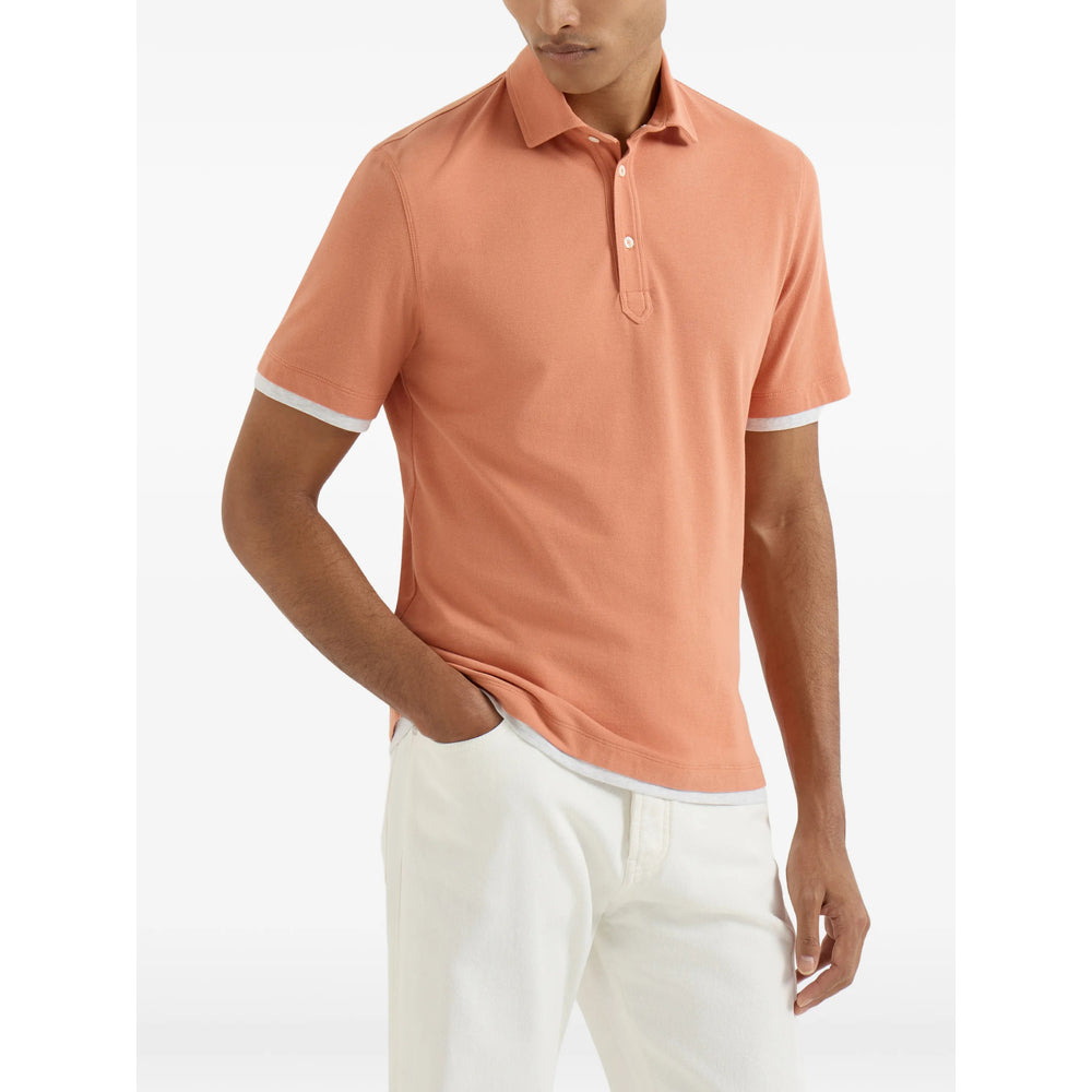 Brunello Cucinelli Orange Polo Shirts Men BRUNELLO CUCINELLI