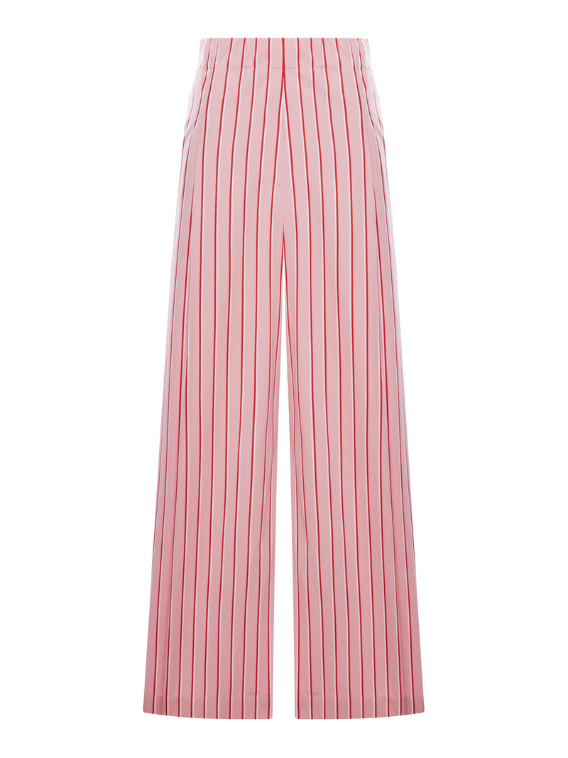 Dries Van Noten Women Red Striped Cotton Palazzo Trousers DRIES VAN NOTEN