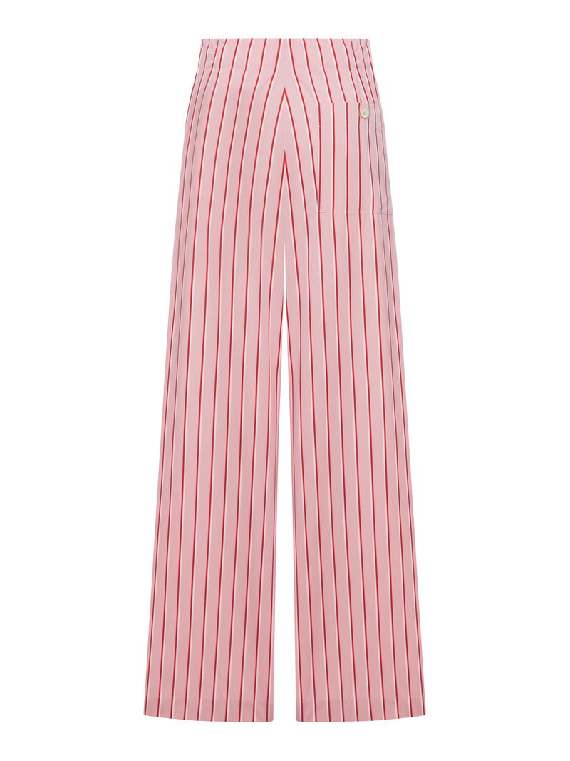 Dries Van Noten Women Red Striped Cotton Palazzo Trousers DRIES VAN NOTEN