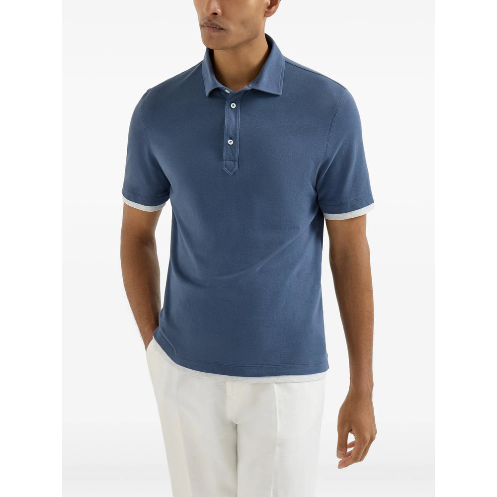 Brunello Cucinelli Blue Polo Shirts Men BRUNELLO CUCINELLI