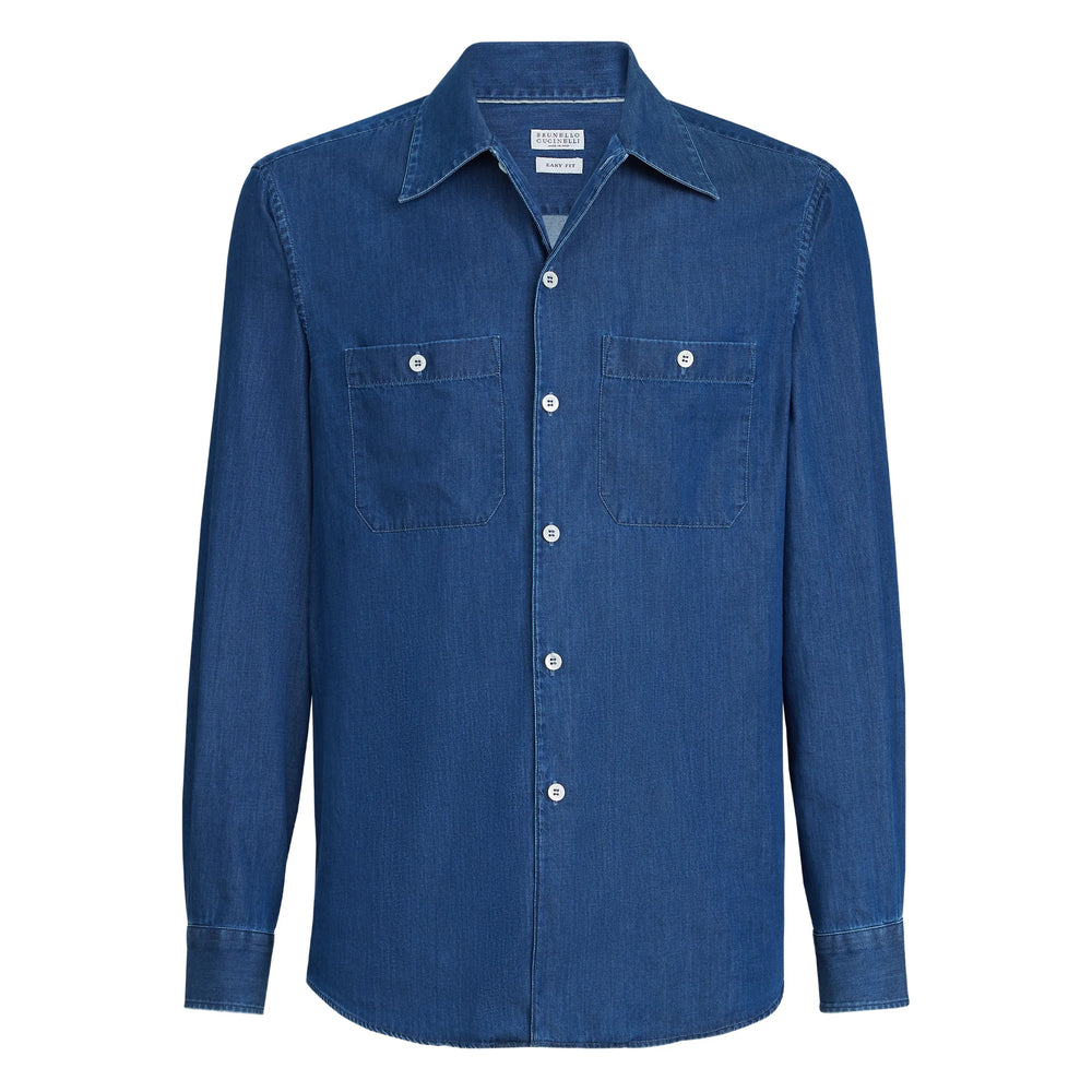 Brunello Cucinelli Blue Shirts Men BRUNELLO CUCINELLI