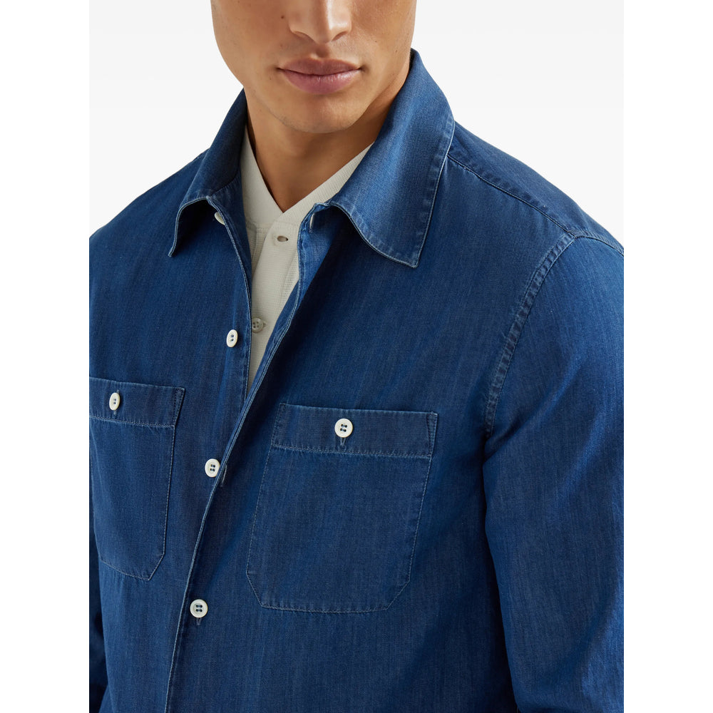 Brunello Cucinelli Blue Shirts Men BRUNELLO CUCINELLI
