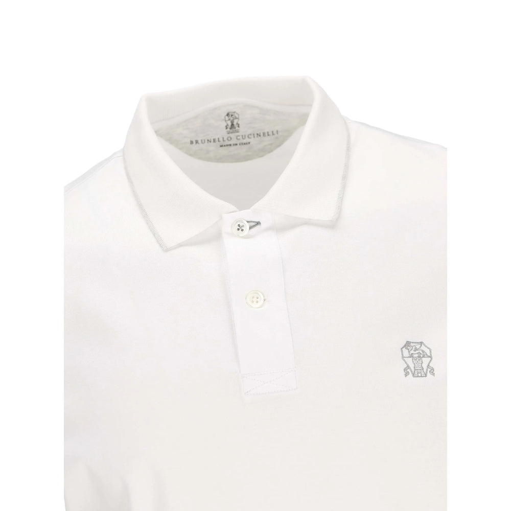Brunello Cucinelli White Polo Shirts Men BRUNELLO CUCINELLI