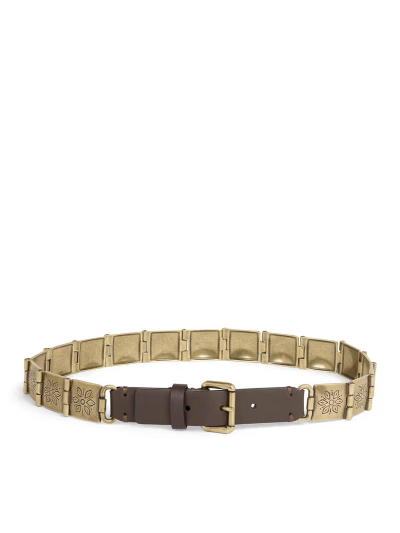 Etro Women Engraved Metal And Leather Belt ETRO