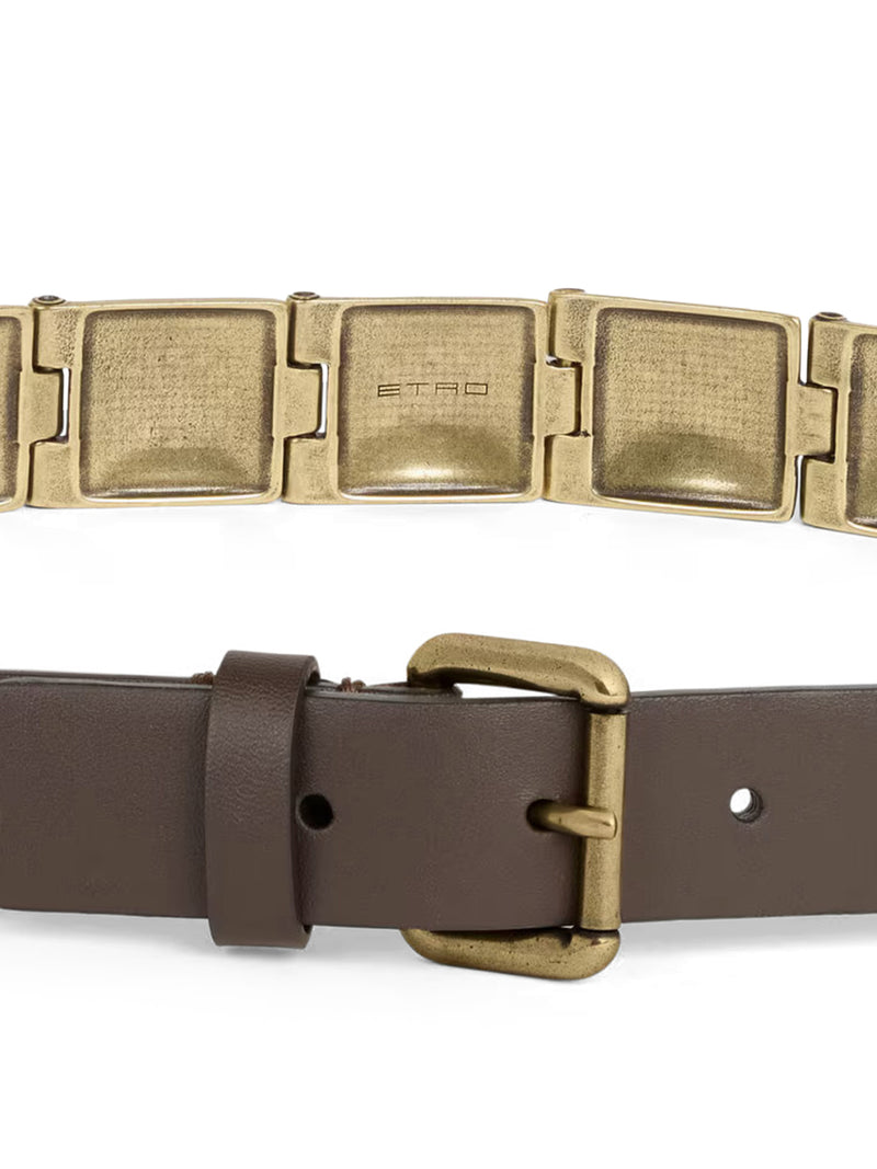 Etro Women Engraved Metal And Leather Belt ETRO