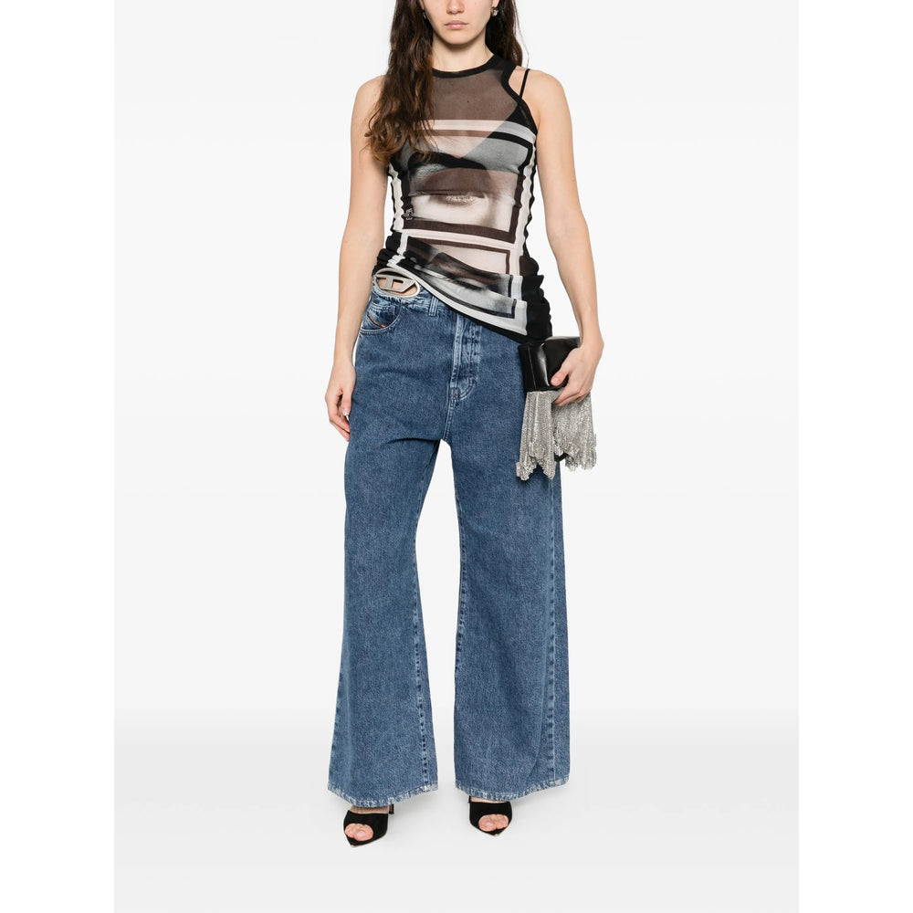 Diesel Blue Denim - Wide-Leg Jeans Women DIESEL