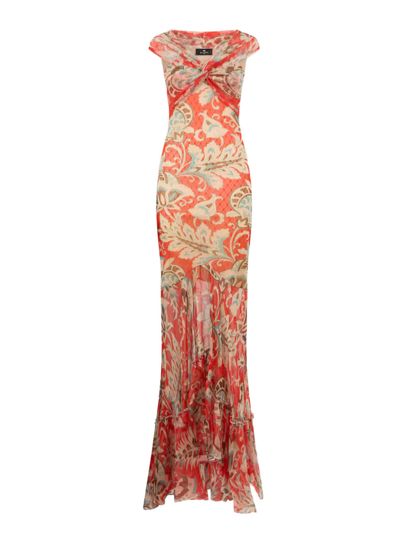 Etro Women Long Dress With V-Neck And Ruffles ETRO
