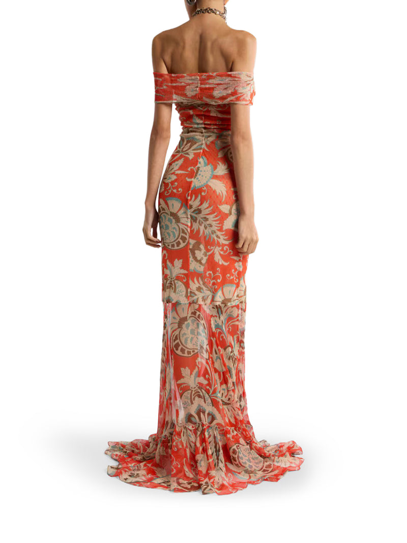 Etro Women Long Dress With V-Neck And Ruffles ETRO