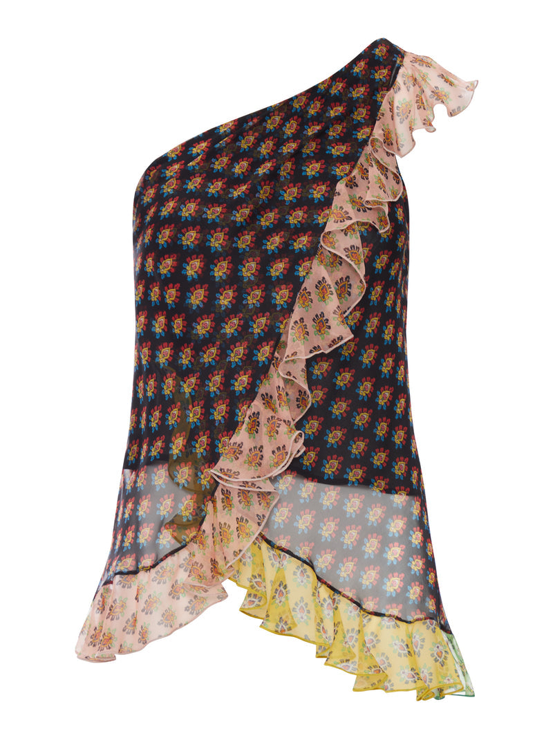 Etro Women Asymmetric Top With Micro Floral Print ETRO