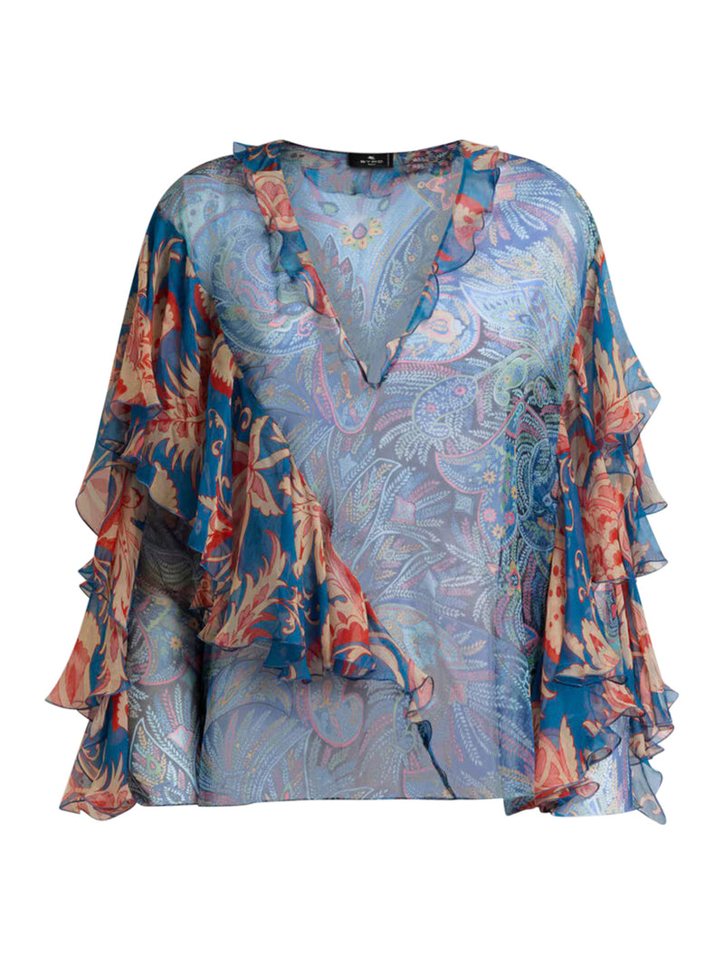 Etro Women Long-Sleeved Silk Blouse With Ruffles ETRO