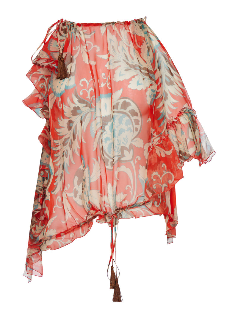 Etro Women Single-Sleeved Silk Top With Floral Pattern ETRO