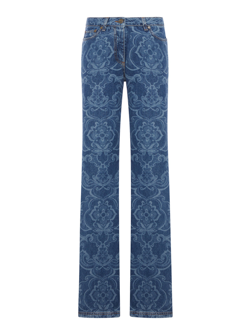 Etro Women Jacquard Denim Jeans With Ornamental Pattern ETRO