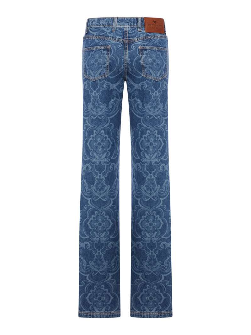 Etro Women Jacquard Denim Jeans With Ornamental Pattern ETRO