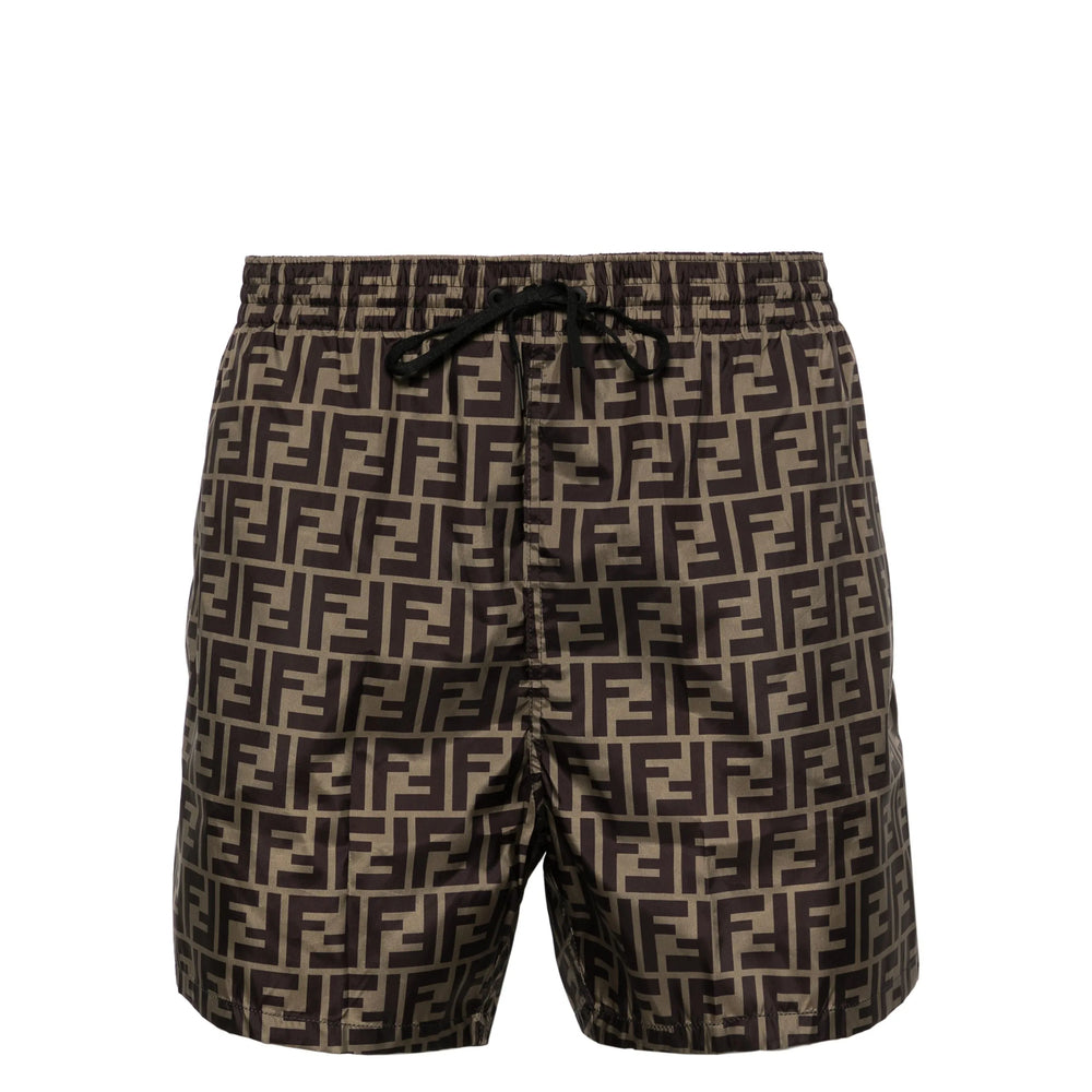 Fendi Brown Beachwear - Swim Shorts Men FENDI