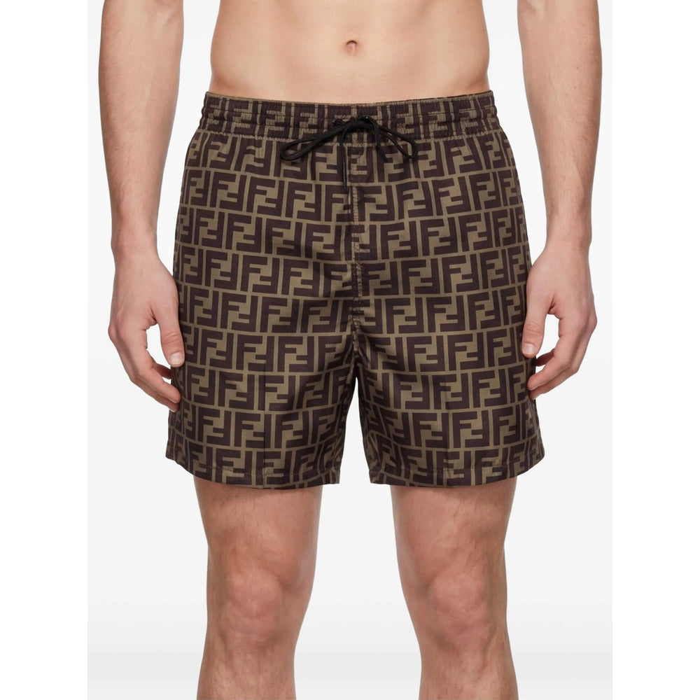 Fendi Brown Beachwear - Swim Shorts Men FENDI
