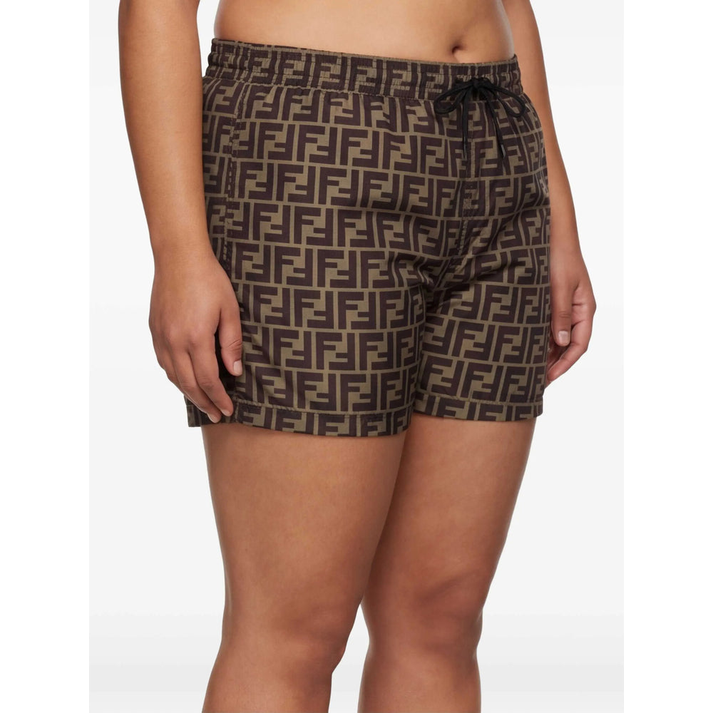 Fendi Brown Beachwear - Swim Shorts Men FENDI