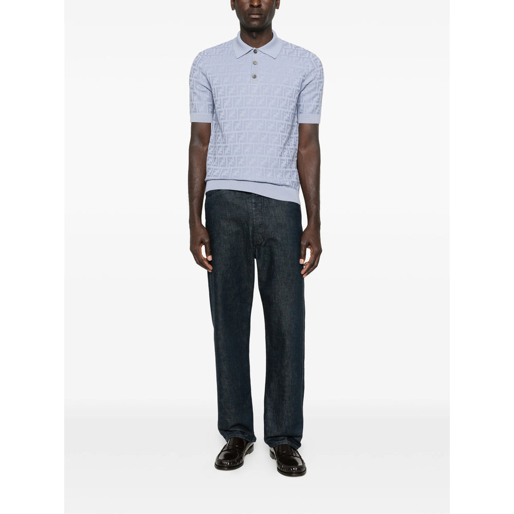 Fendi Blue Polo Shirts Men FENDI