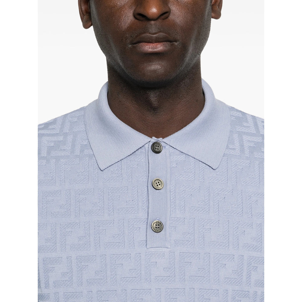 Fendi Blue Polo Shirts Men FENDI