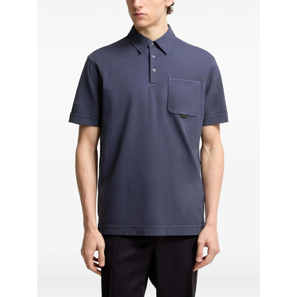 Moncler Blue Polo Shirts Men