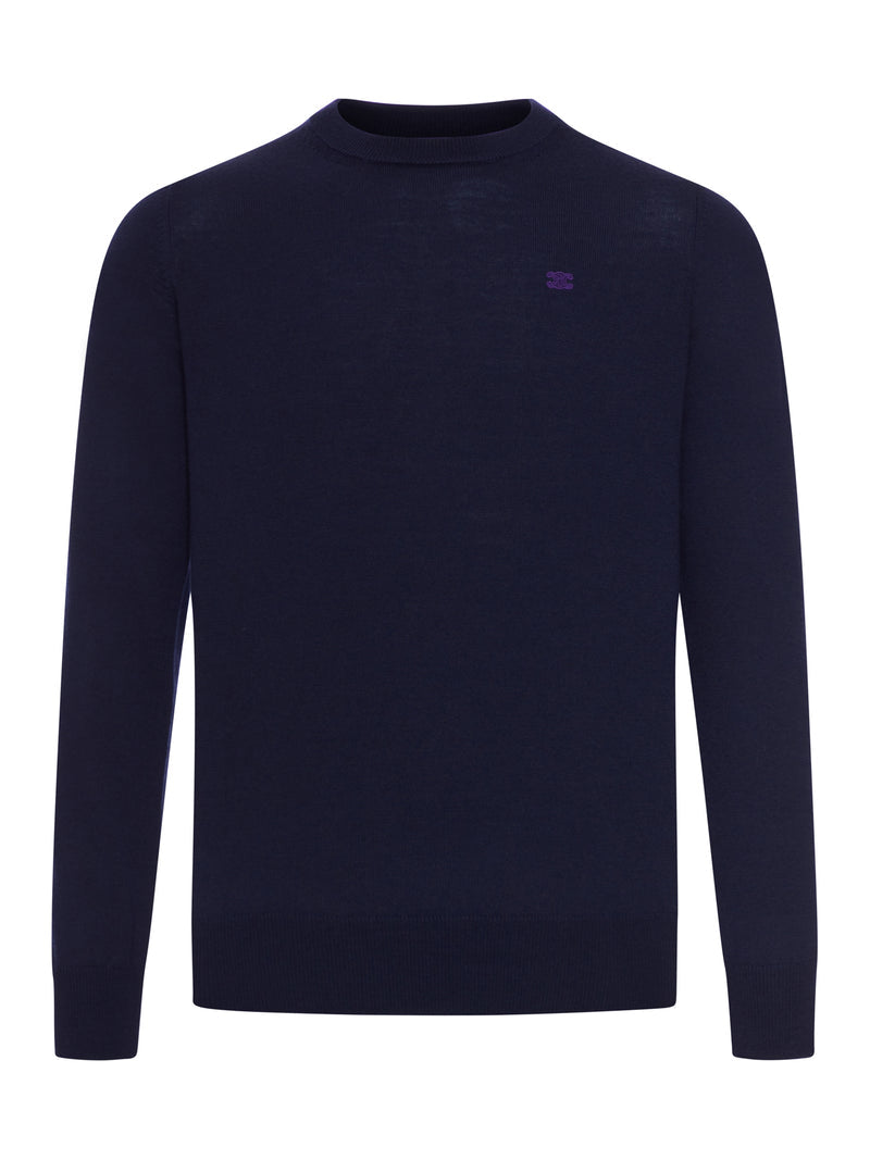 Celine Men Fine Wool Sweater With Triomphe Embroidery CELINE
