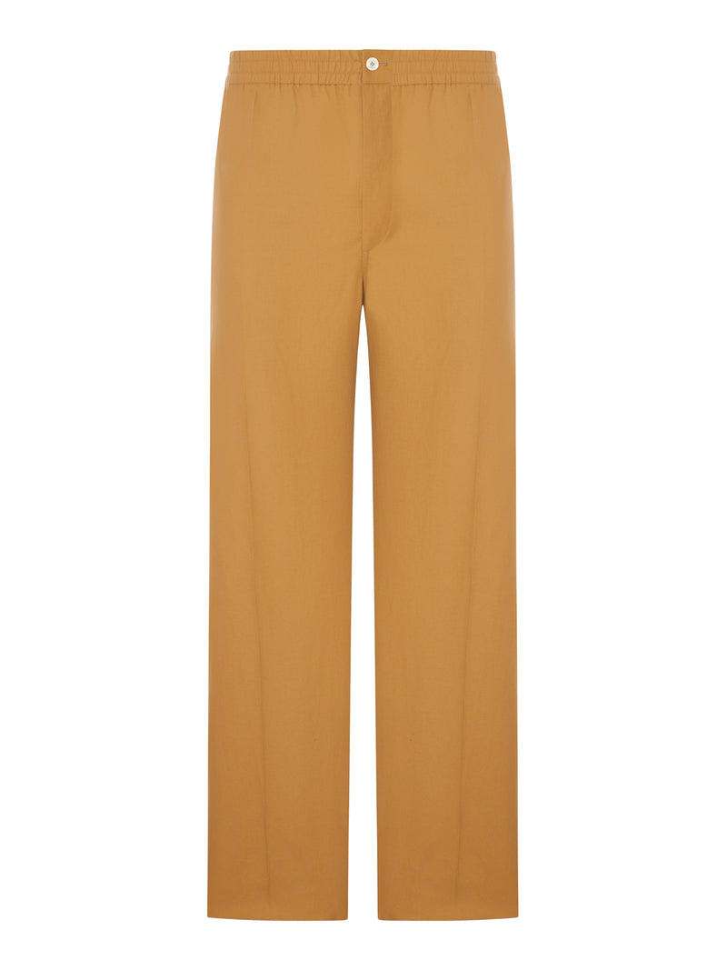 Celine Men Linen And Cotton Blend Trousers With Elastic Waist CELINE