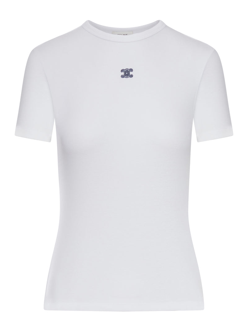Celine Women Slim Fit Cotton T-Shirt With Logo CELINE