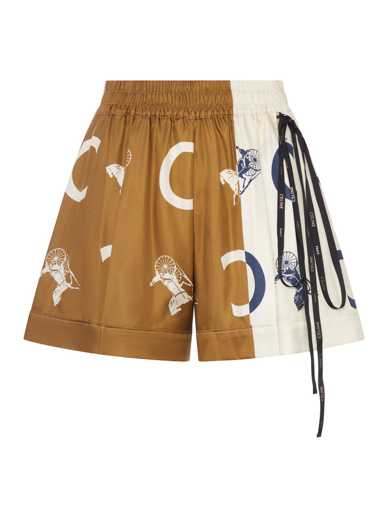 Celine Women Silk Shorts With Iconic Print CELINE