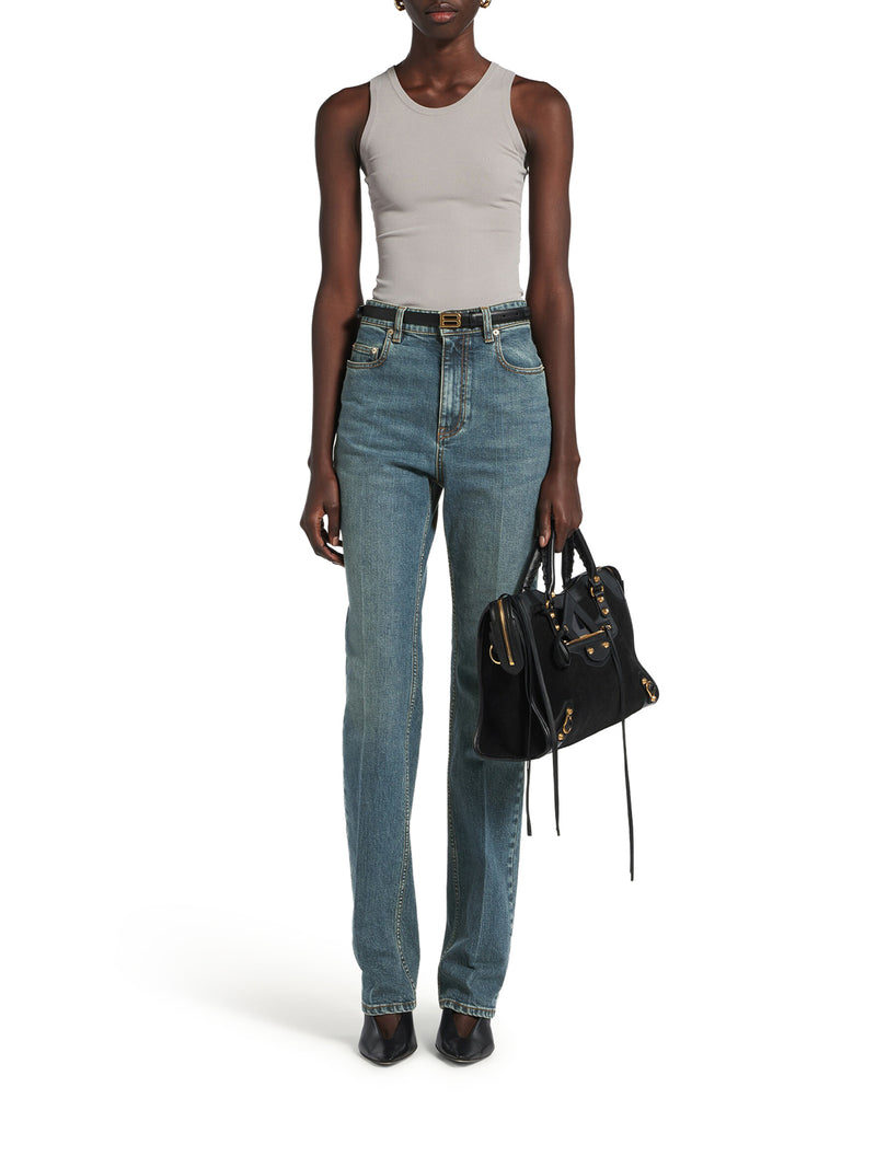 Balenciaga Women High-Waisted Jeans In Vintage Blue BALENCIAGA