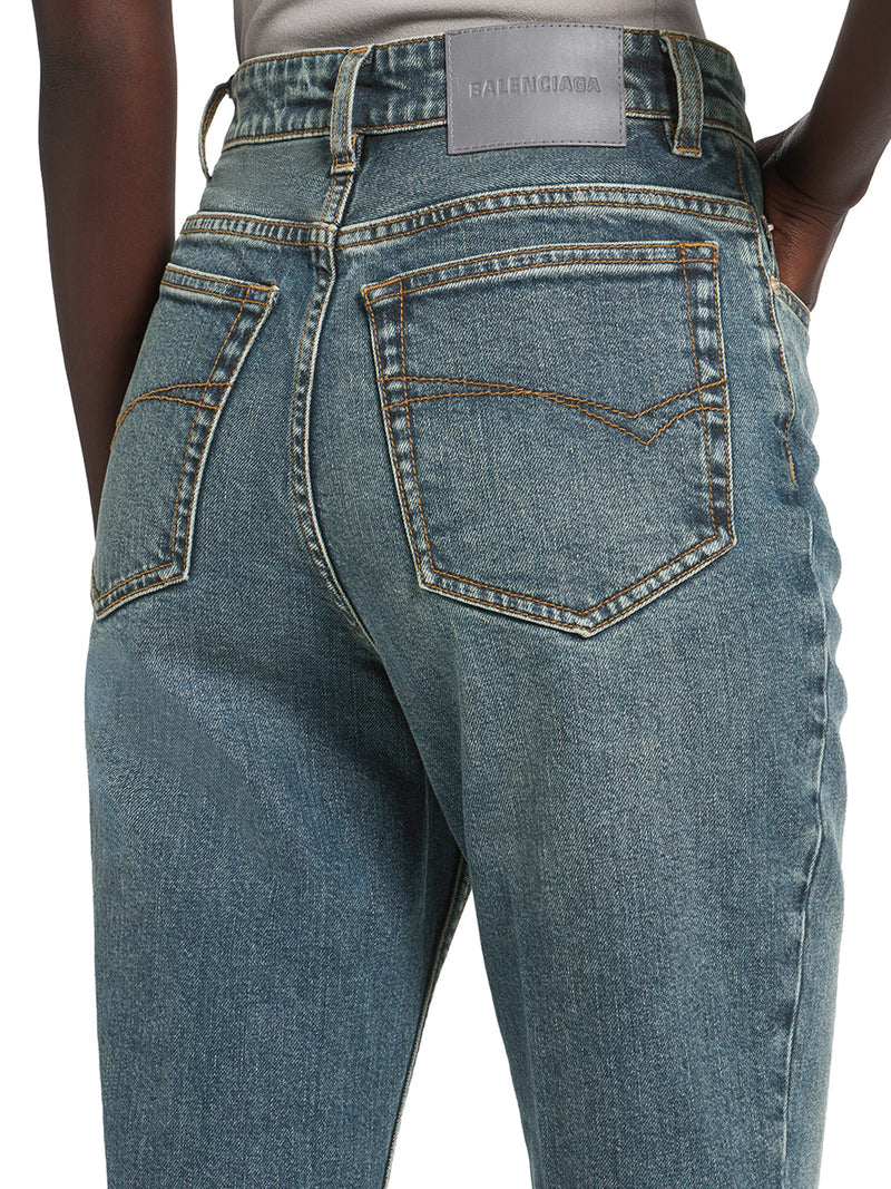 Balenciaga Women High-Waisted Jeans In Vintage Blue BALENCIAGA