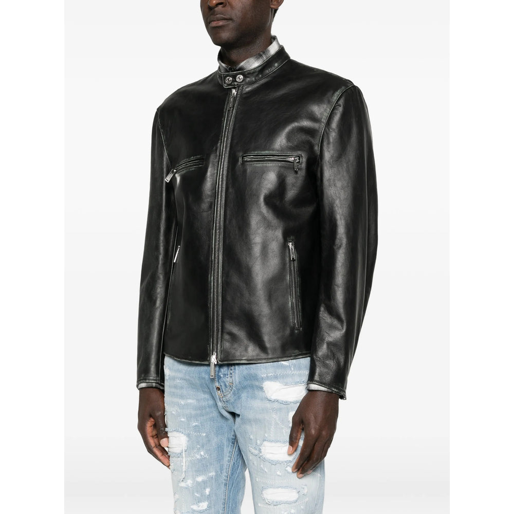 Dsquared2 Black Jackets - Leather Jackets Men DSQUARED2