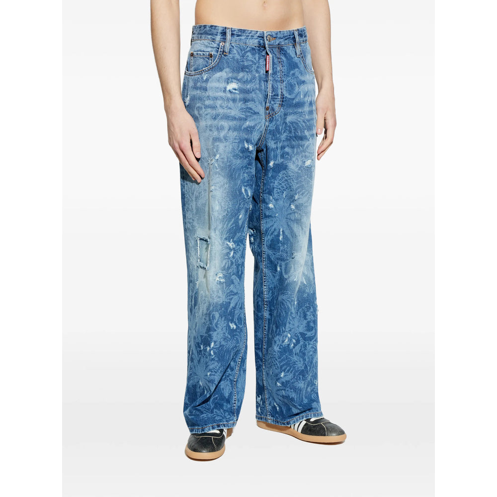Dsquared2 Blue Trousers - Wide-Leg Trousers Men DSQUARED2