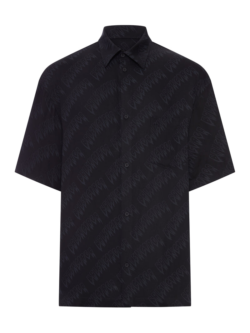 Balenciaga Men Fluid Viscose Shirt With Allover Logo BALENCIAGA