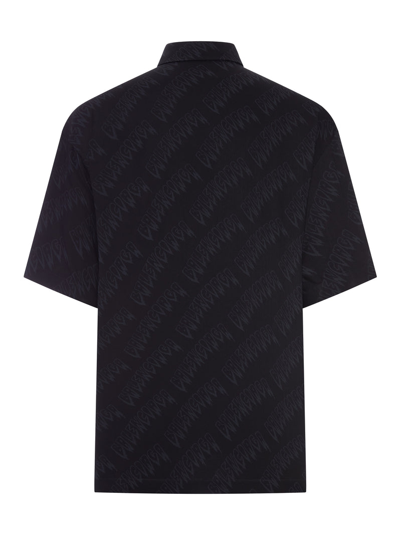Balenciaga Men Fluid Viscose Shirt With Allover Logo BALENCIAGA