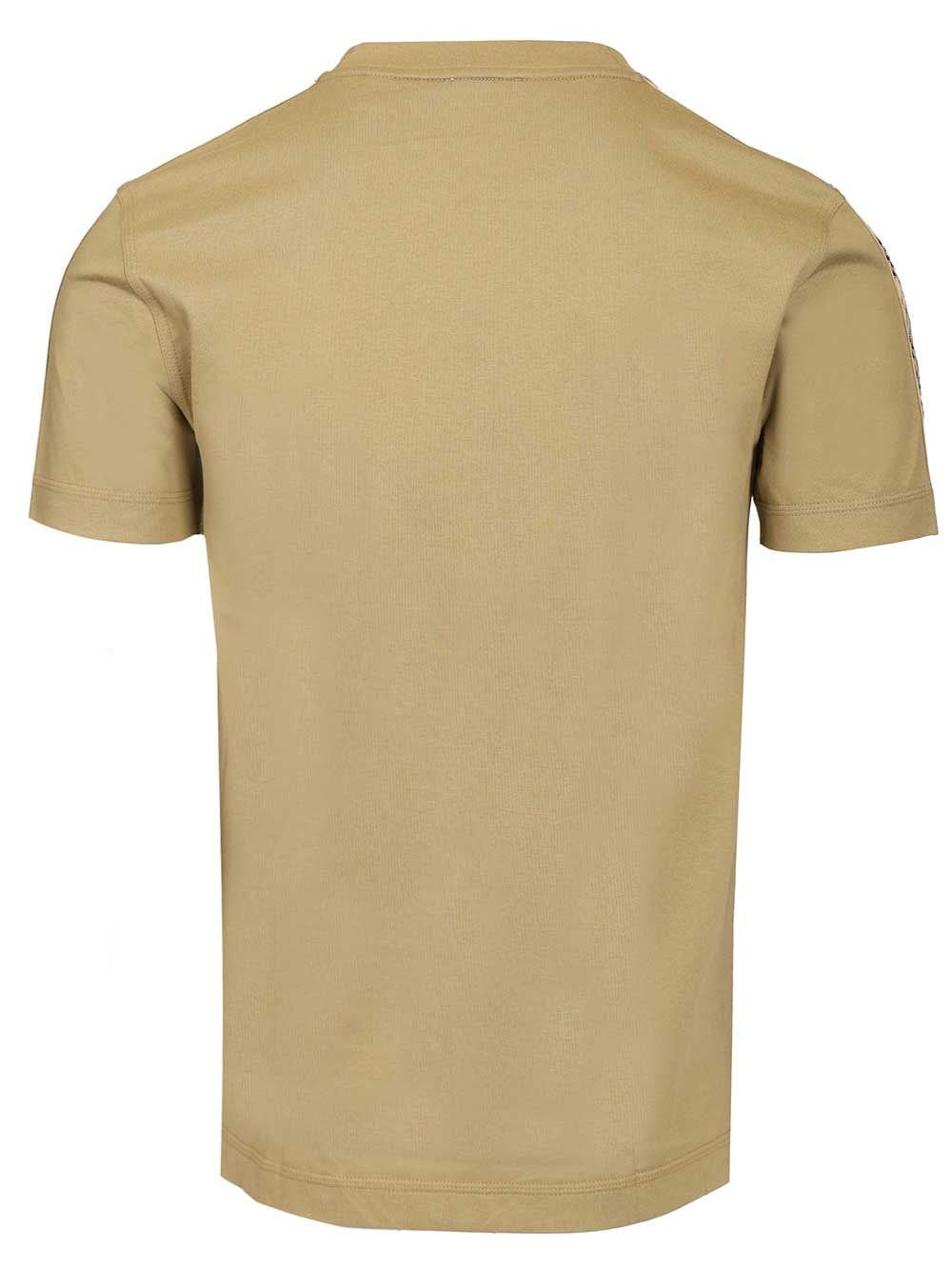 Burberry Men Cotton T-Shirt With Check Trim BURBERRY