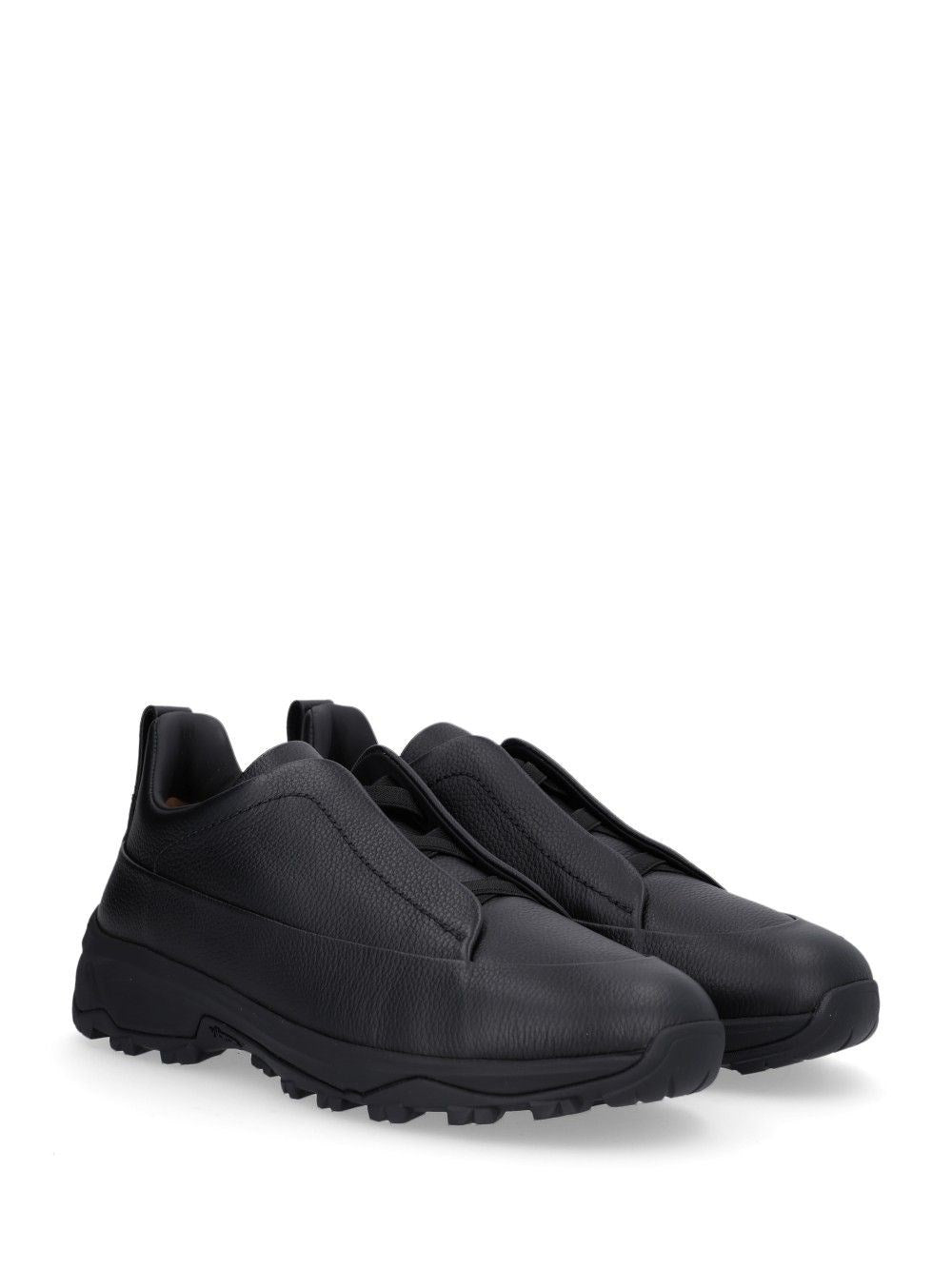 Zegna Men Triple Stitch Leather Sneakers ZEGNA