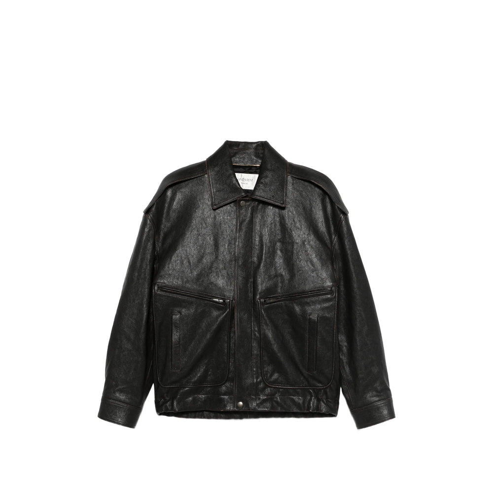 Saint Laurent Black Jackets - Leather Jackets Women SAINT LAURENT