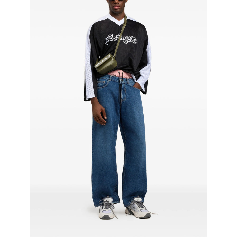 Palm Angels Blue Denim - Wide-Leg Jeans Men PALM ANGELS