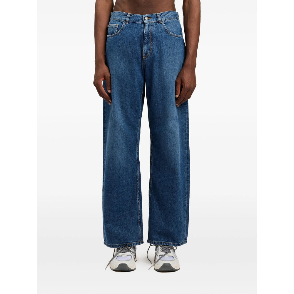 Palm Angels Blue Denim - Wide-Leg Jeans Men PALM ANGELS