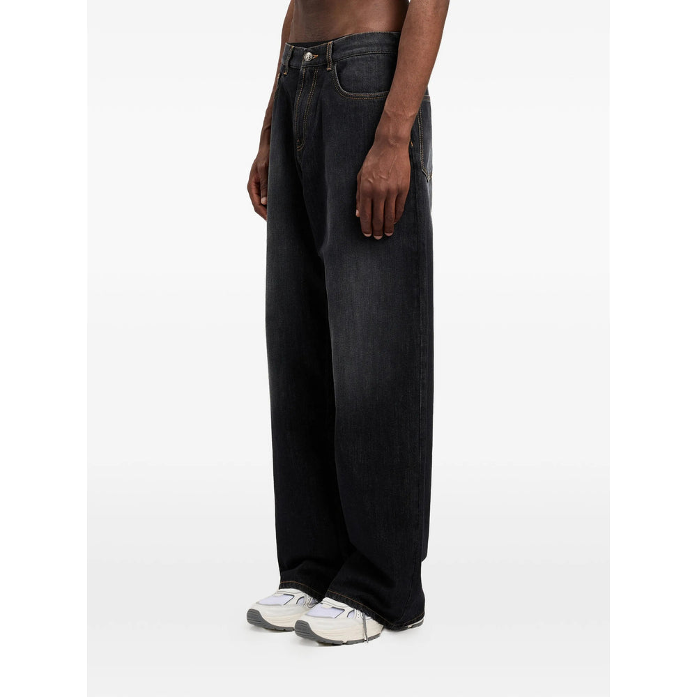 Palm Angels Grey Denim - Wide-Leg Jeans Men PALM ANGELS