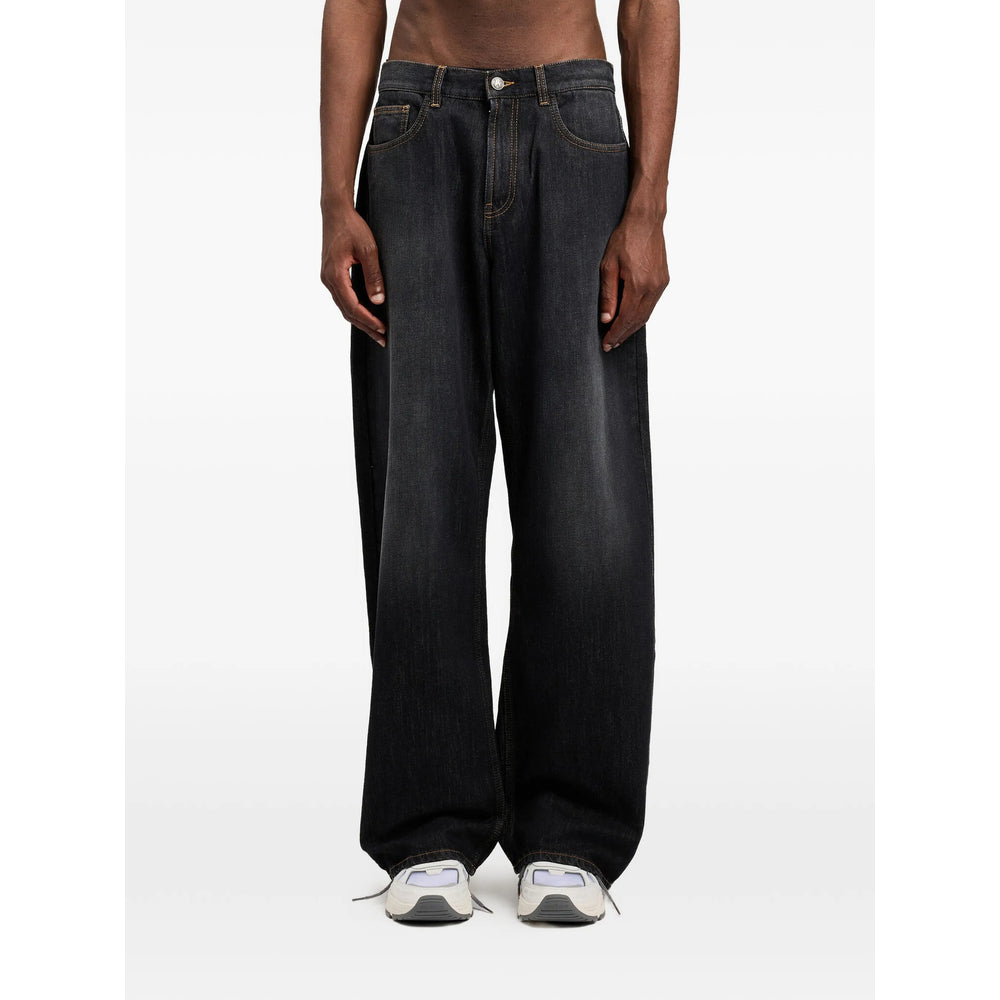 Palm Angels Grey Denim - Wide-Leg Jeans Men PALM ANGELS