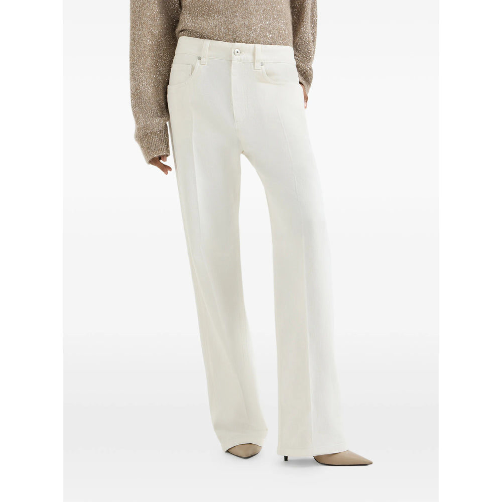 Brunello Cucinelli White Trousers - Straight Trousers Women BRUNELLO CUCINELLI