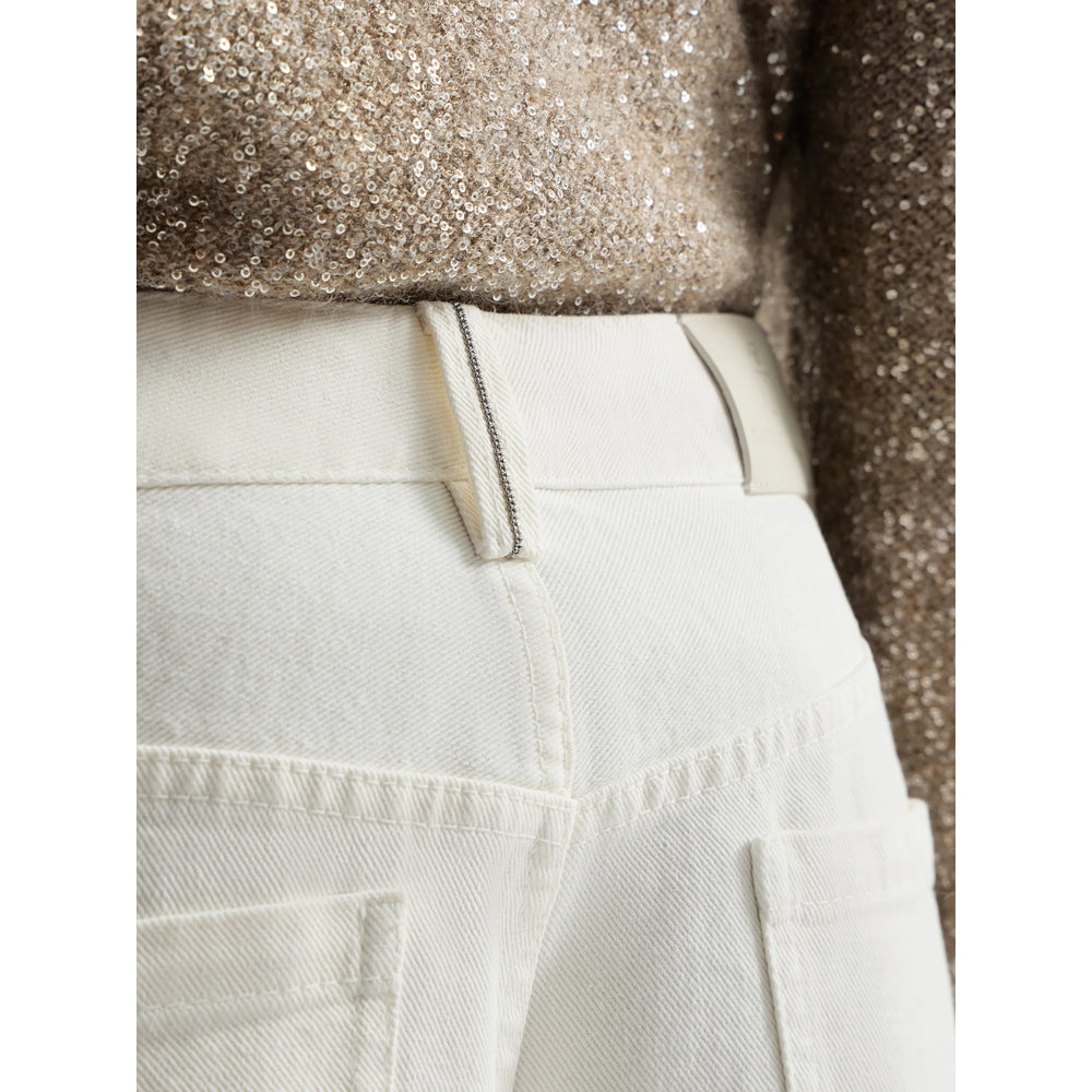 Brunello Cucinelli White Trousers - Straight Trousers Women BRUNELLO CUCINELLI