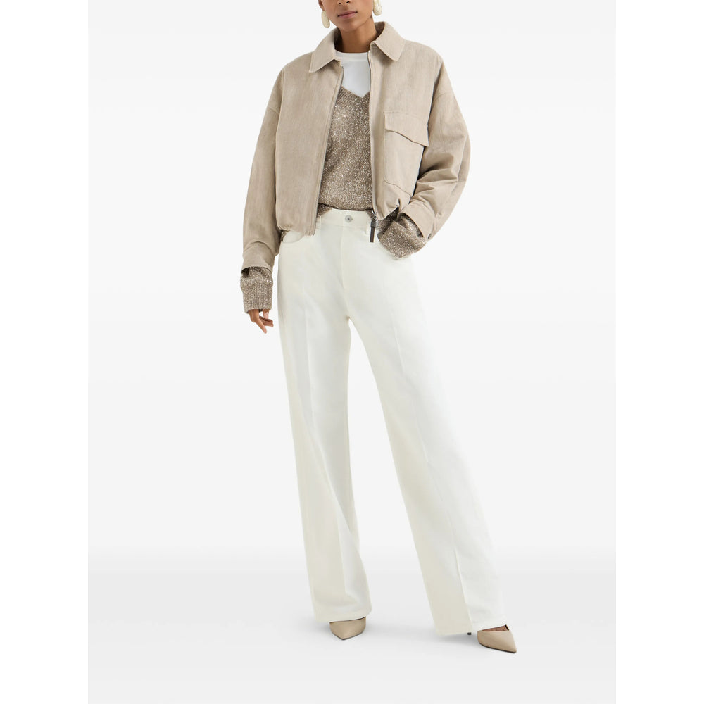 Brunello Cucinelli White Trousers - Straight Trousers Women BRUNELLO CUCINELLI