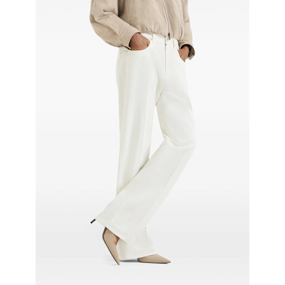 Brunello Cucinelli White Trousers - Straight Trousers Women BRUNELLO CUCINELLI