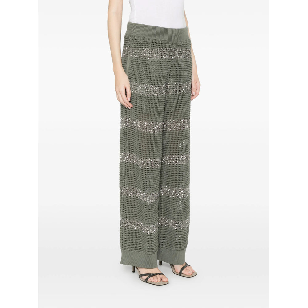 Brunello Cucinelli Green Trousers - Flared Trousers Women BRUNELLO CUCINELLI